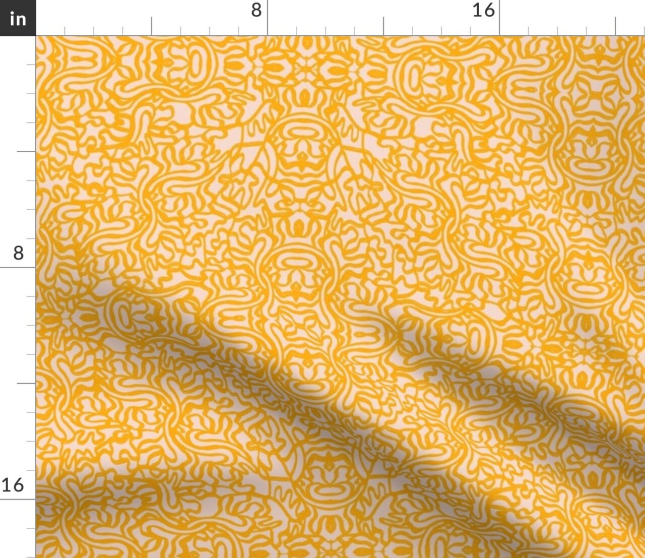 Abstract Geometric Lines Small Scale Yellow Monochromatic Distressed Swirl Eclectic Modern Custom Printed Fabric by Spoonflower Various Fabrics by the Yard or Fat Quarter